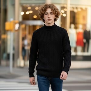 Suslo Couture M Cable Knit Black Long-sleeved Sweater Teens EUC